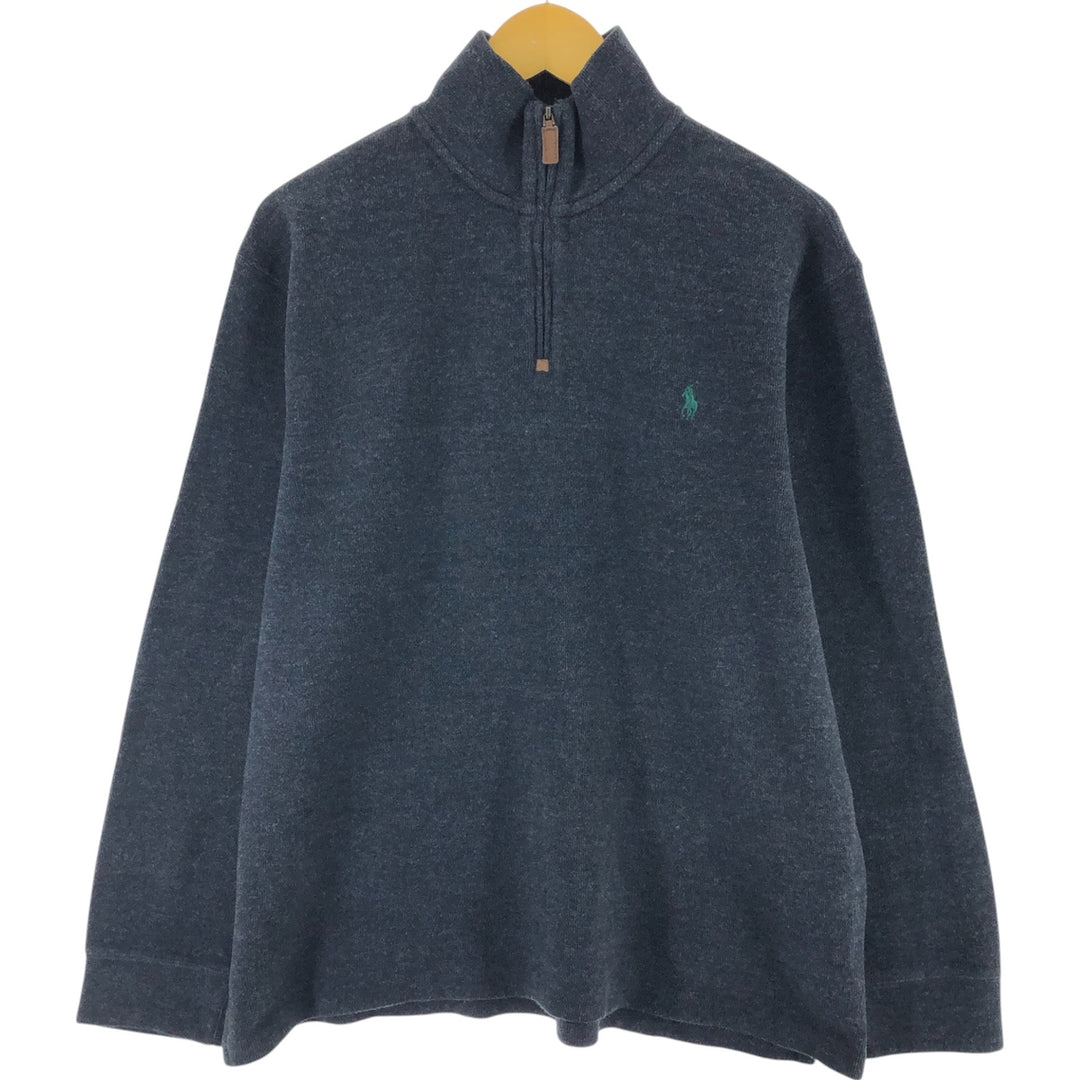 Ralph Lauren POLO RALPH LAUREN Half-Zip Sweatshirt, Men's XL cotton black type Vintage Second Hand