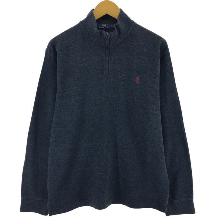 Ralph Lauren POLO RALPH LAUREN Half-zip sweatshirt, sweatshirt, men's size L cotton black type Vintage Second Hand