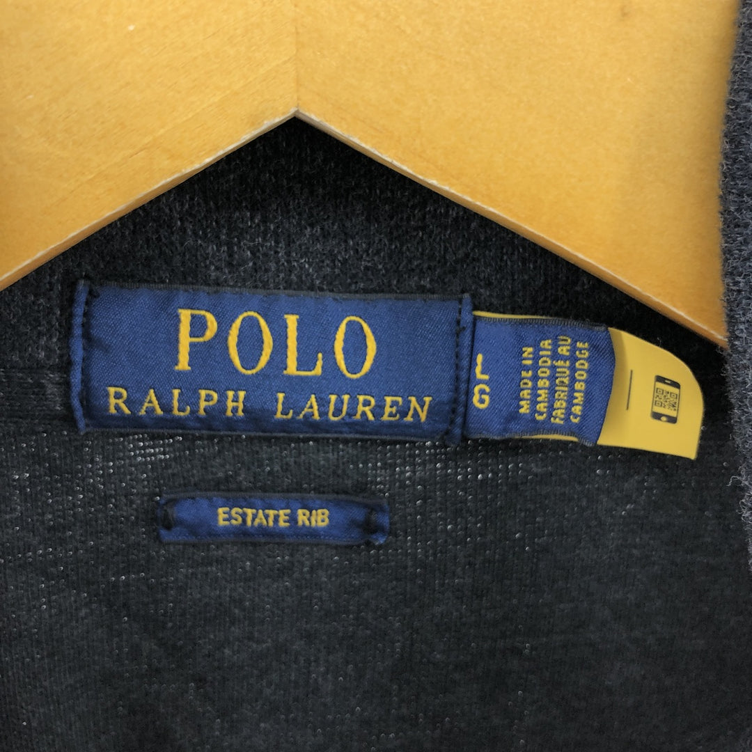 Ralph Lauren POLO RALPH LAUREN Half-zip sweatshirt, sweatshirt, men's size L cotton black type Vintage Second Hand