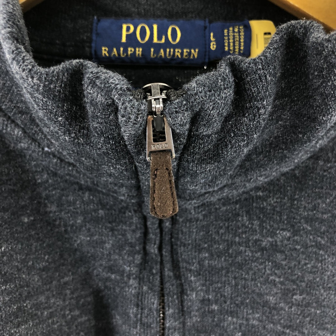 Ralph Lauren POLO RALPH LAUREN Half-zip sweatshirt, sweatshirt, men's size L cotton black type Vintage Second Hand