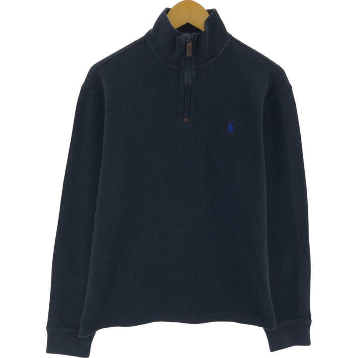Ralph Lauren POLO RALPH LAUREN Half-zip sweatshirt, men's M size cotton black type Vintage Second Hand