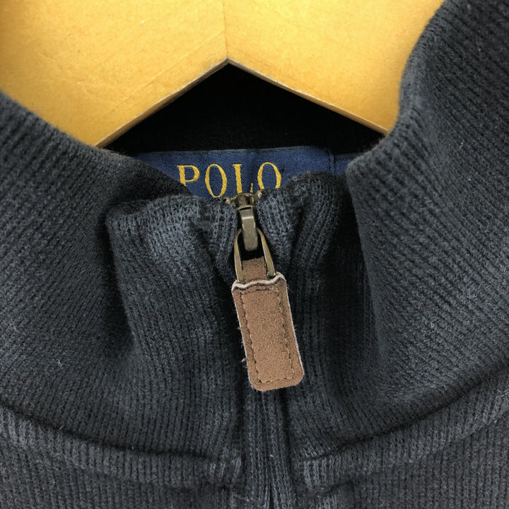 Ralph Lauren POLO RALPH LAUREN Half-zip sweatshirt, men's M size cotton black type Vintage Second Hand