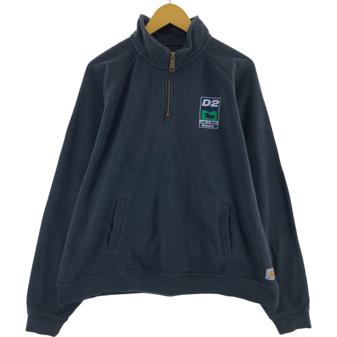 Carhartt Relaxed Fit Half-Zip Sweatshirt, Men's XXL cotton black type Vintage Second Hand