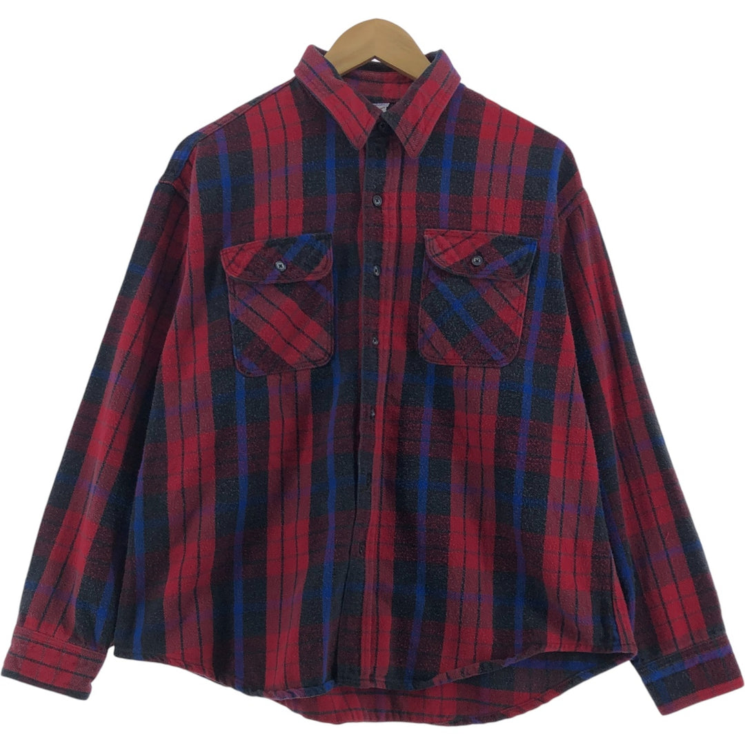 Vintage 1980'S PRENTISS long-sleeved flannel check shirt, made in the USA, men's size XL cotton red type Vintage Second Hand