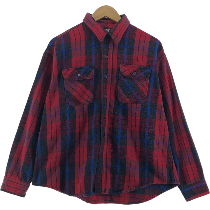 Vintage 1980'S PRENTISS long-sleeved flannel check shirt, made in the USA, men's size XL cotton red type Vintage Second Hand