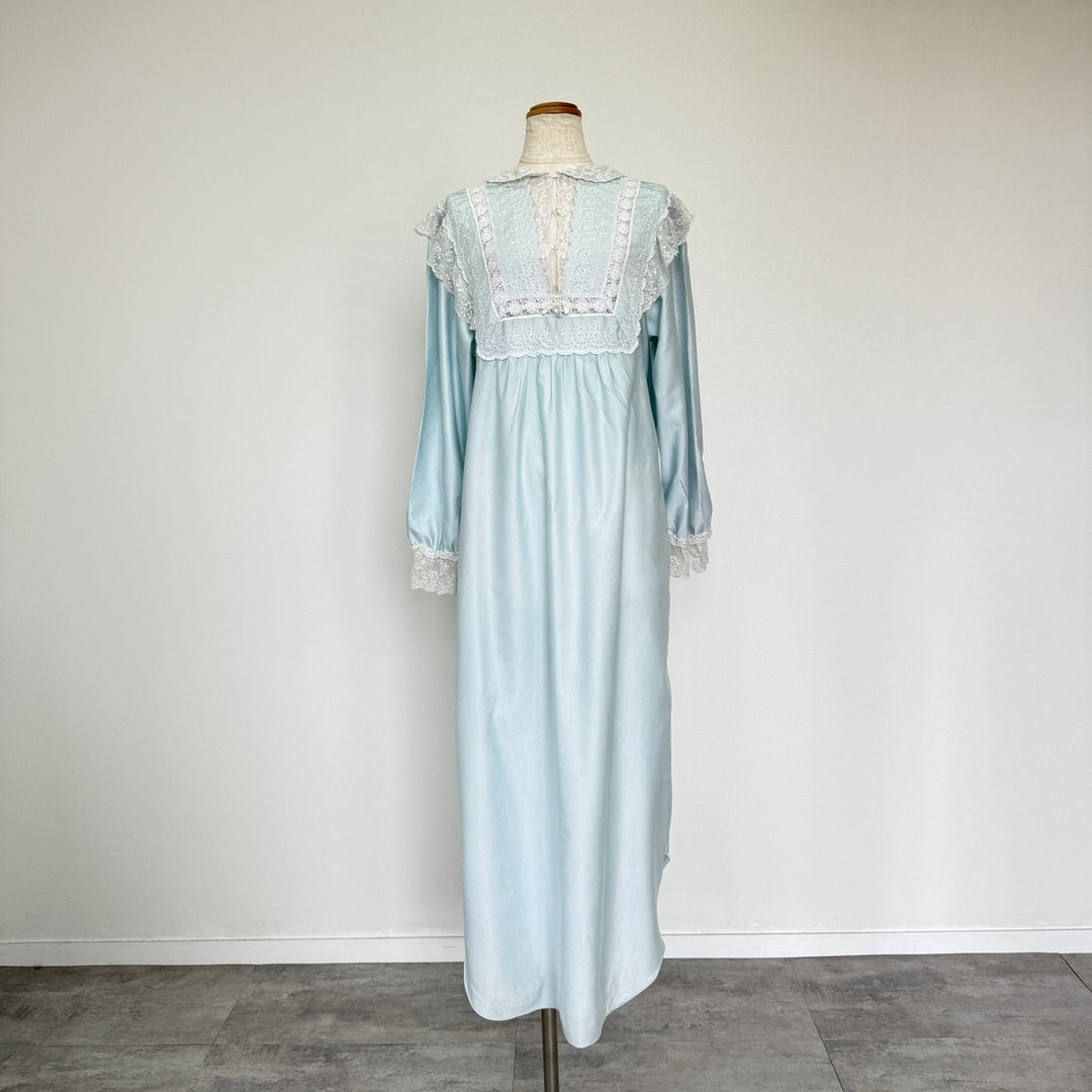 Christian Dior LINGERIE Ruffle Lace Maxi Length Long Sleeve Long Dress Nightgown Women's S Size /eaa514624