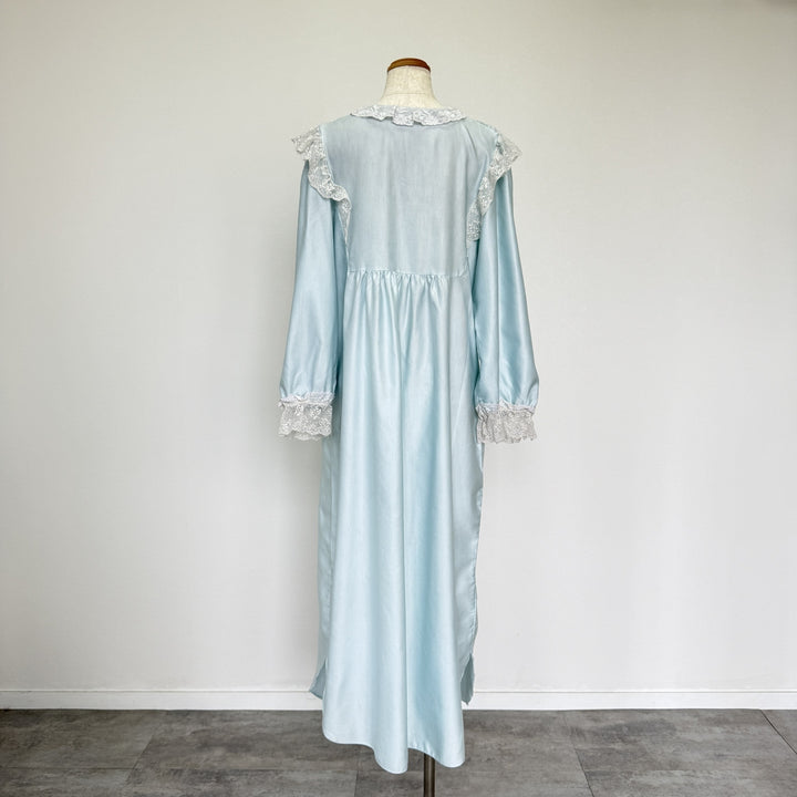 Christian Dior LINGERIE Ruffle Lace Maxi Length Long Sleeve Long Dress Nightgown Women's S Size /eaa514624