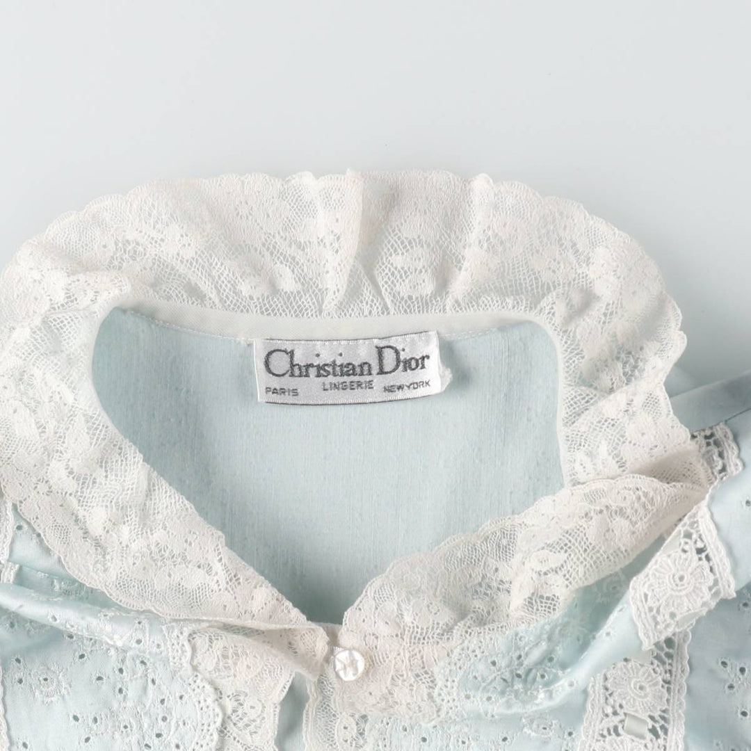 Christian Dior LINGERIE Ruffle Lace Maxi Length Long Sleeve Long Dress Nightgown Women's S Size /eaa514624