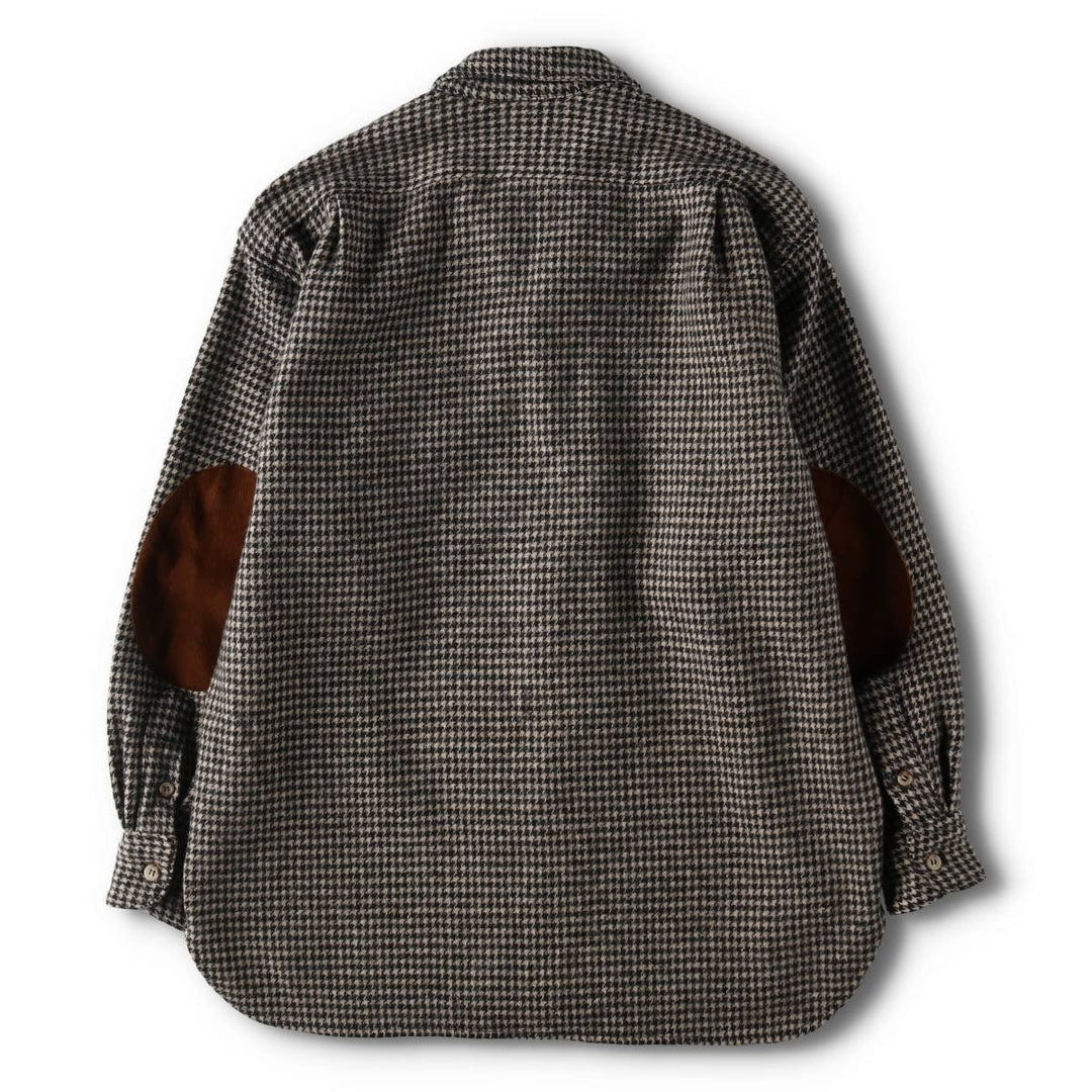 90'S Ralph Lauren Houndstooth Pattern Open Collar Long Sleeve Wool Shirt Made in USA Women's L Size Vintage /eaa514631