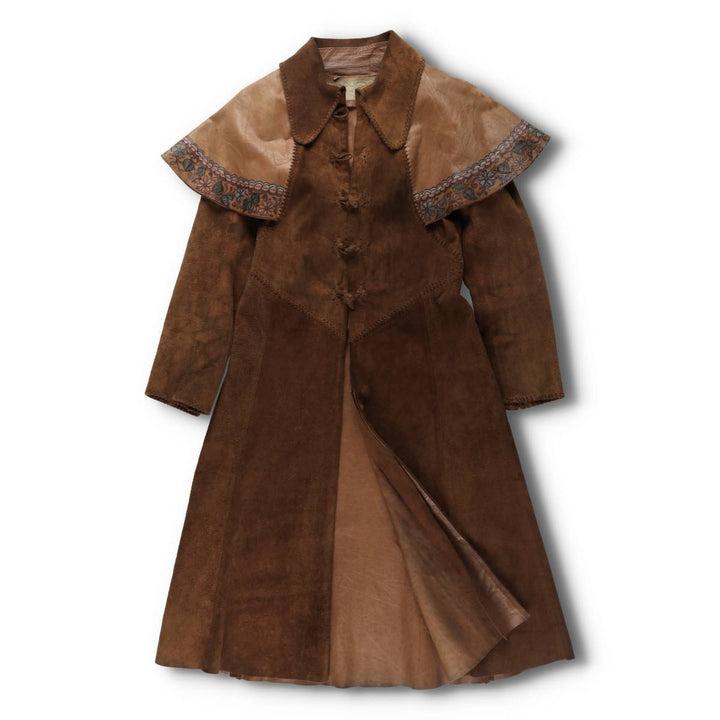 70'S Char suede leather coat, women's size S, vintage / eaa514644