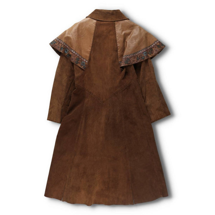 70'S Char suede leather coat, women's size S, vintage / eaa514644