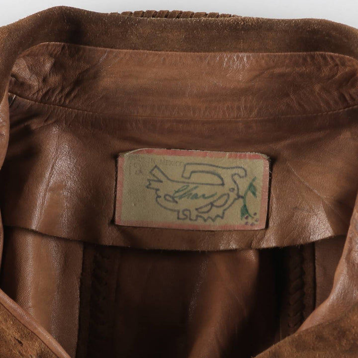 70'S Char suede leather coat, women's size S, vintage / eaa514644