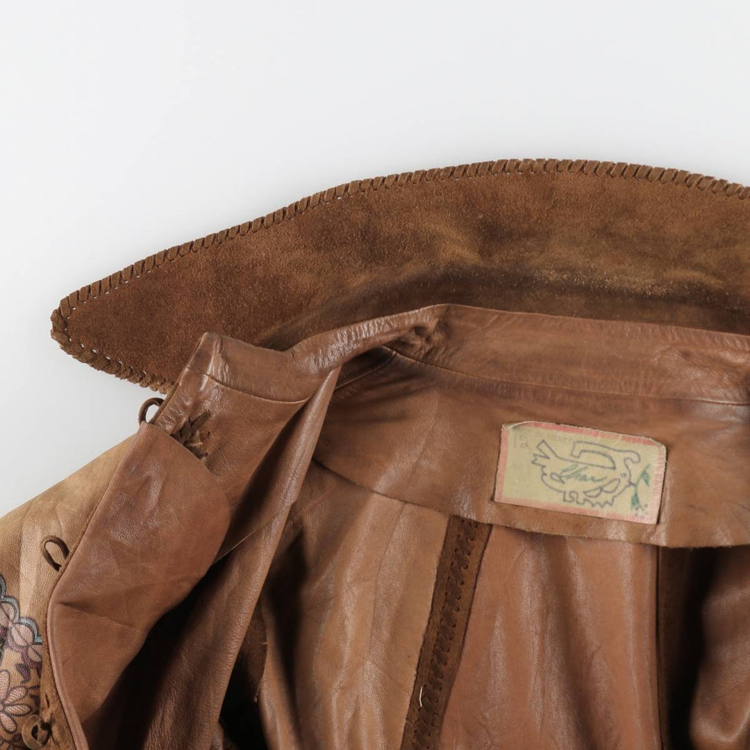 70'S Char suede leather coat, women's size S, vintage / eaa514644