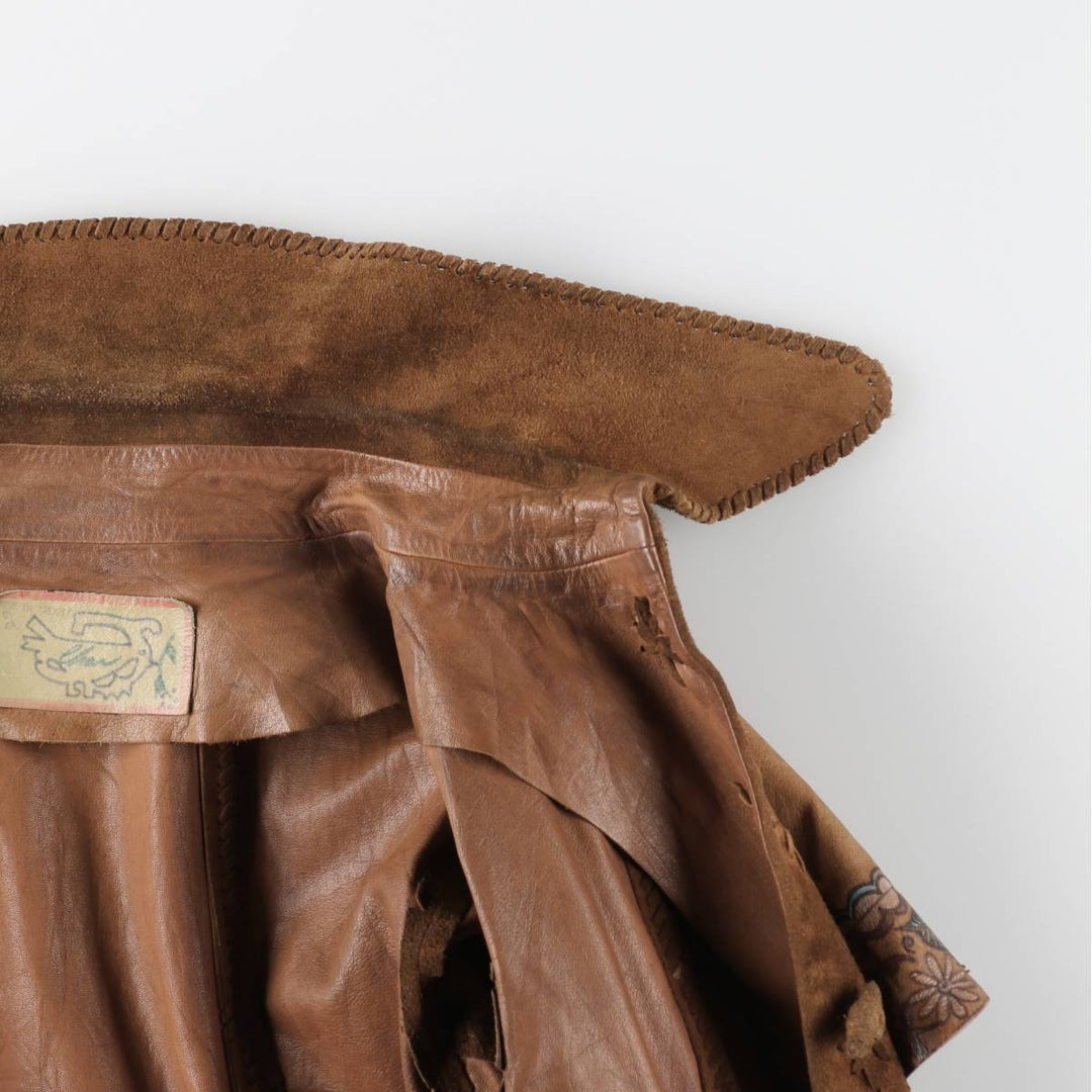 70'S Char suede leather coat, women's size S, vintage / eaa514644