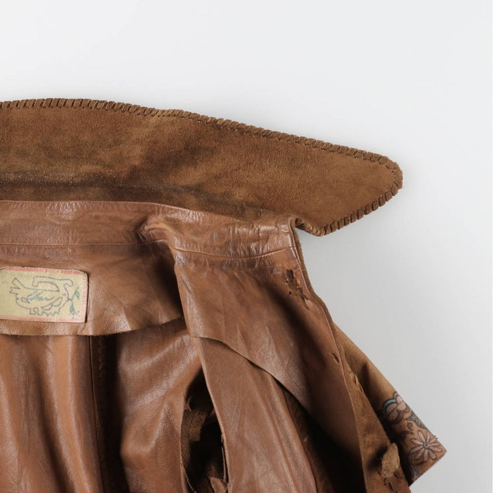 70'S Char suede leather coat, women's size S, vintage / eaa514644