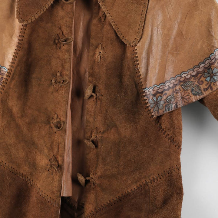 70'S Char suede leather coat, women's size S, vintage / eaa514644