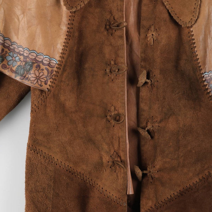 70'S Char suede leather coat, women's size S, vintage / eaa514644