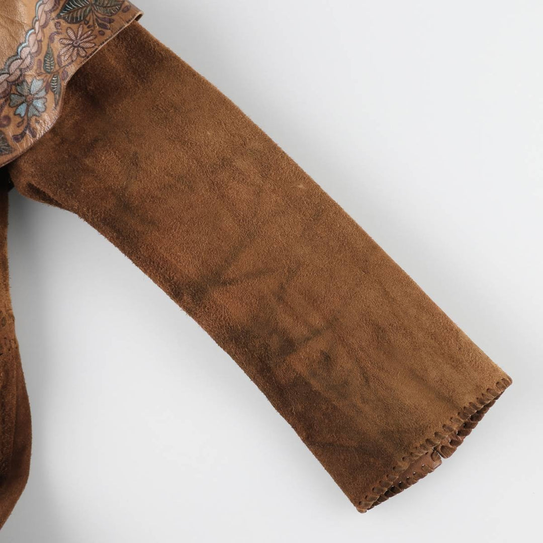 70'S Char suede leather coat, women's size S, vintage / eaa514644