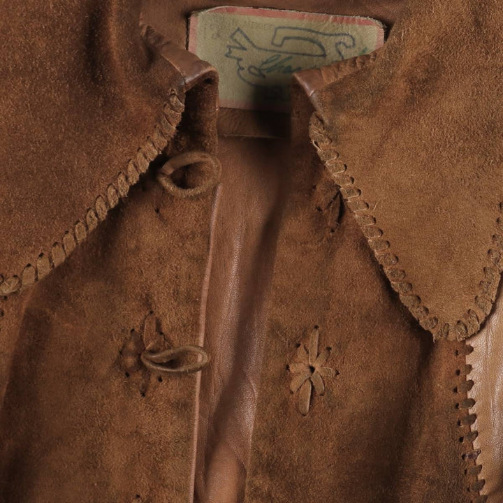 70'S Char suede leather coat, women's size S, vintage / eaa514644