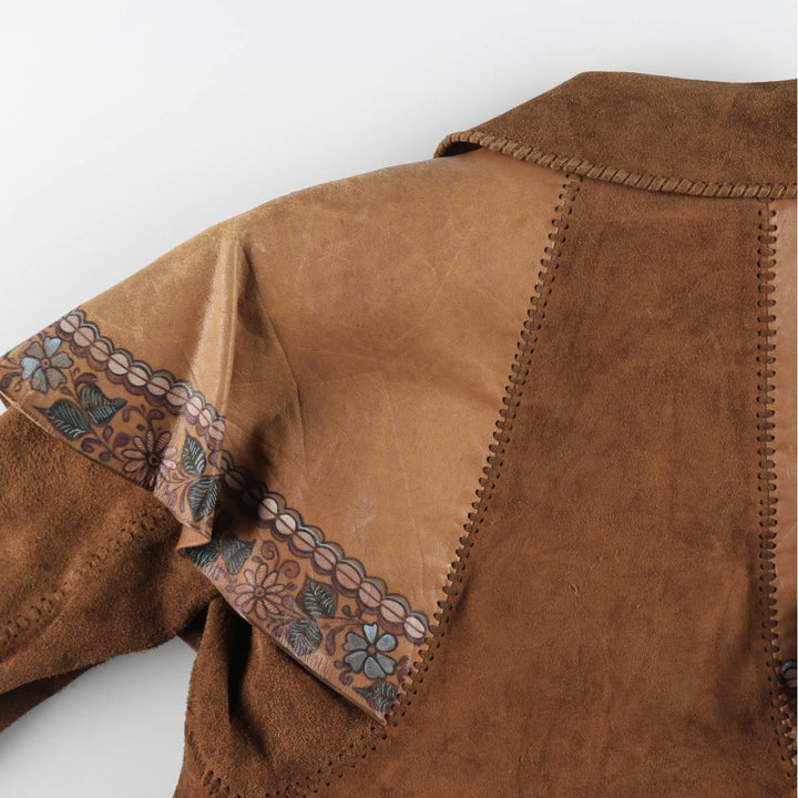 70'S Char suede leather coat, women's size S, vintage / eaa514644