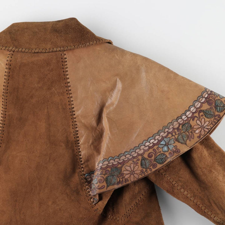 70'S Char suede leather coat, women's size S, vintage / eaa514644