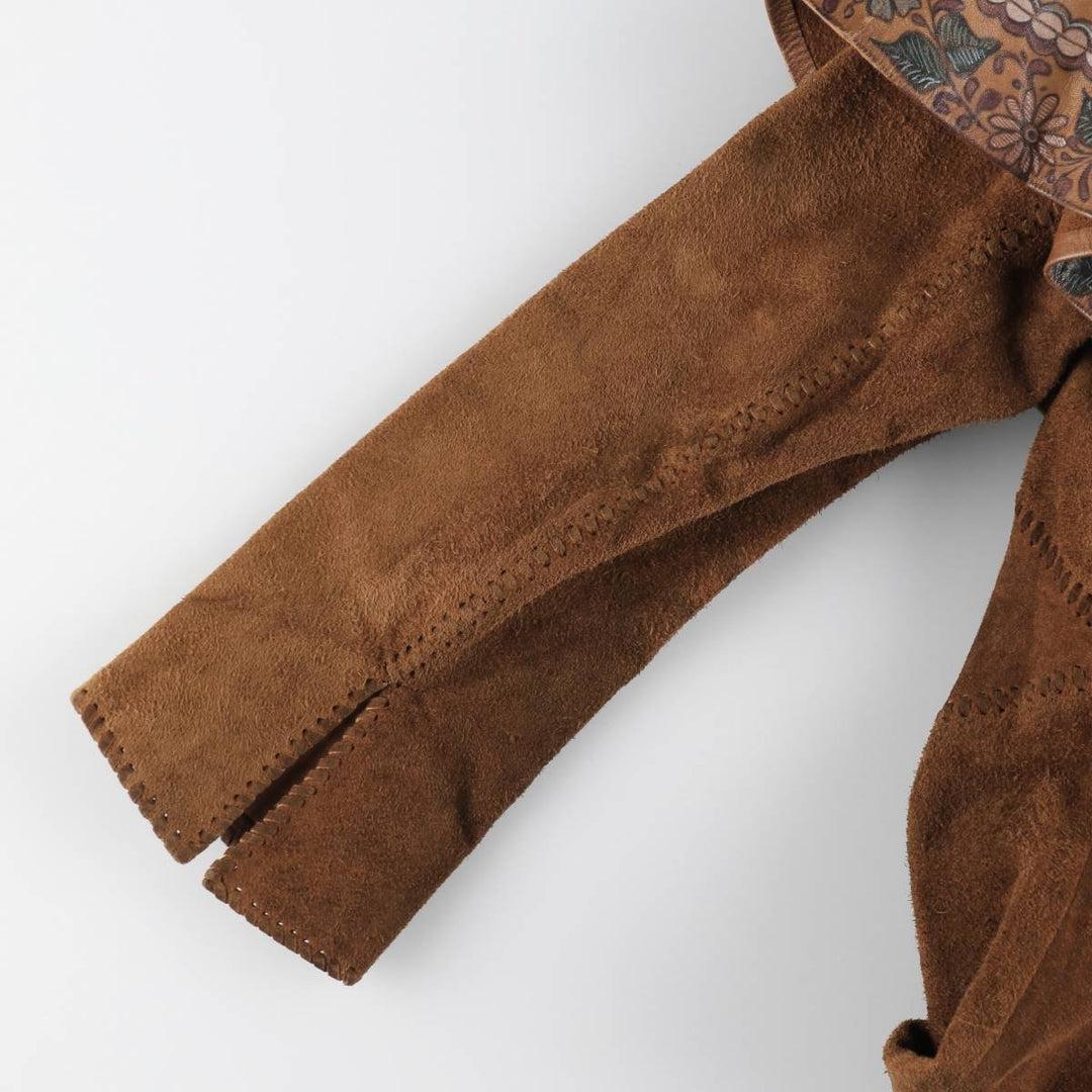 70'S Char suede leather coat, women's size S, vintage / eaa514644