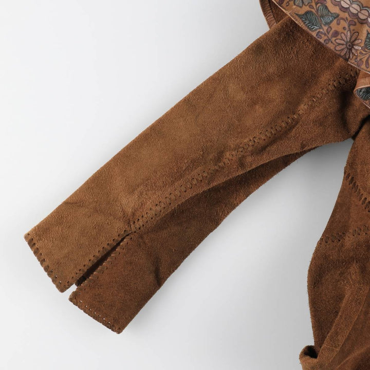 70'S Char suede leather coat, women's size S, vintage / eaa514644