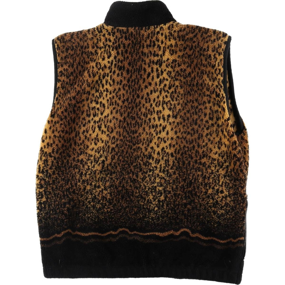 Leopard Pattern Fleece Vest Made in Canada Women's S size unknown brown type Vintage Second Hand