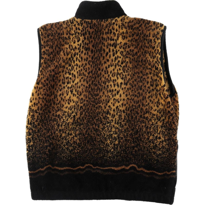 Leopard Pattern Fleece Vest Made in Canada Women's S size unknown brown type Vintage Second Hand