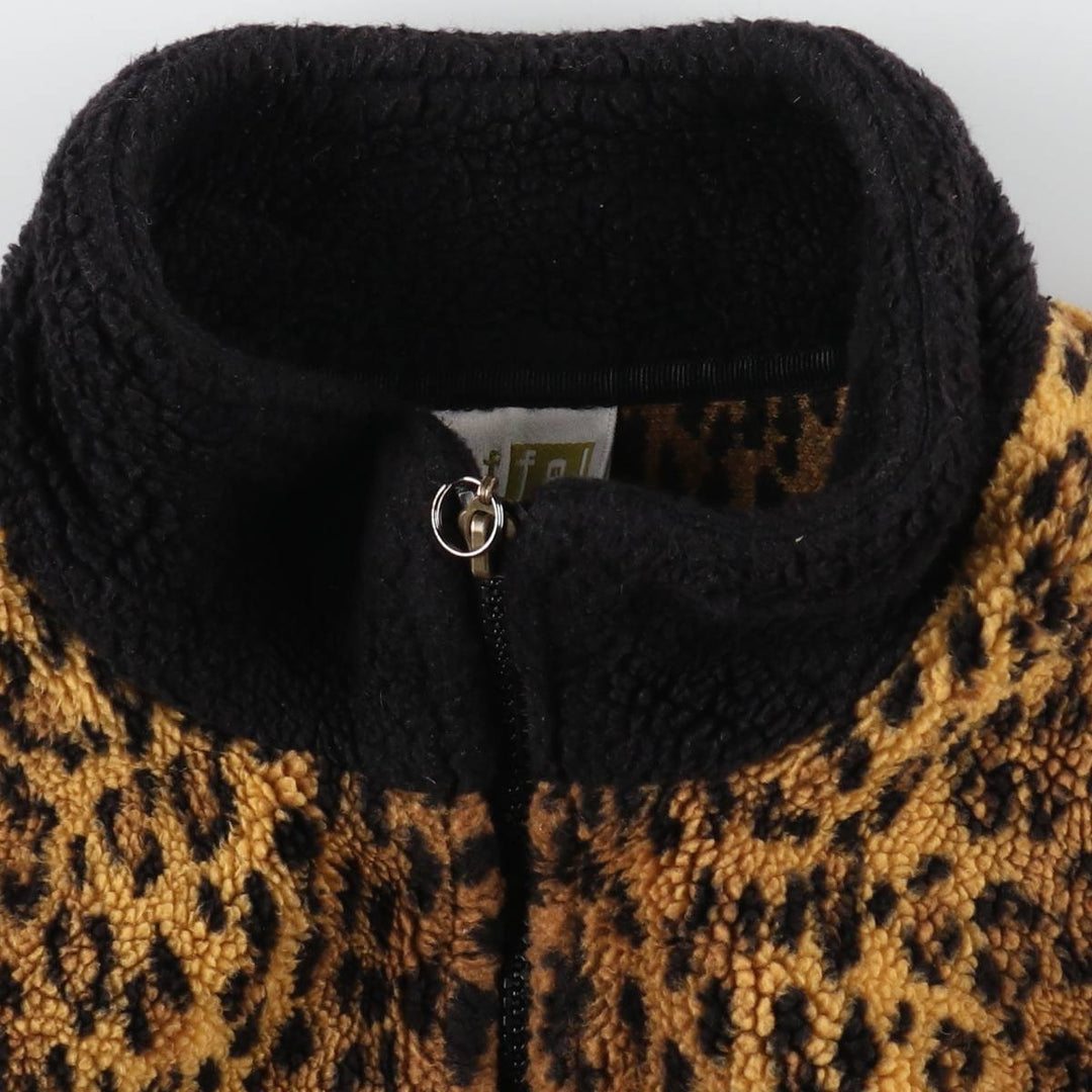 Leopard Pattern Fleece Vest Made in Canada Women's S size unknown brown type Vintage Second Hand