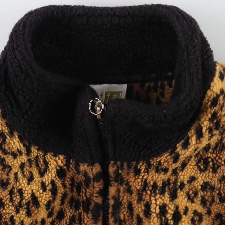 Leopard Pattern Fleece Vest Made in Canada Women's S size unknown brown type Vintage Second Hand