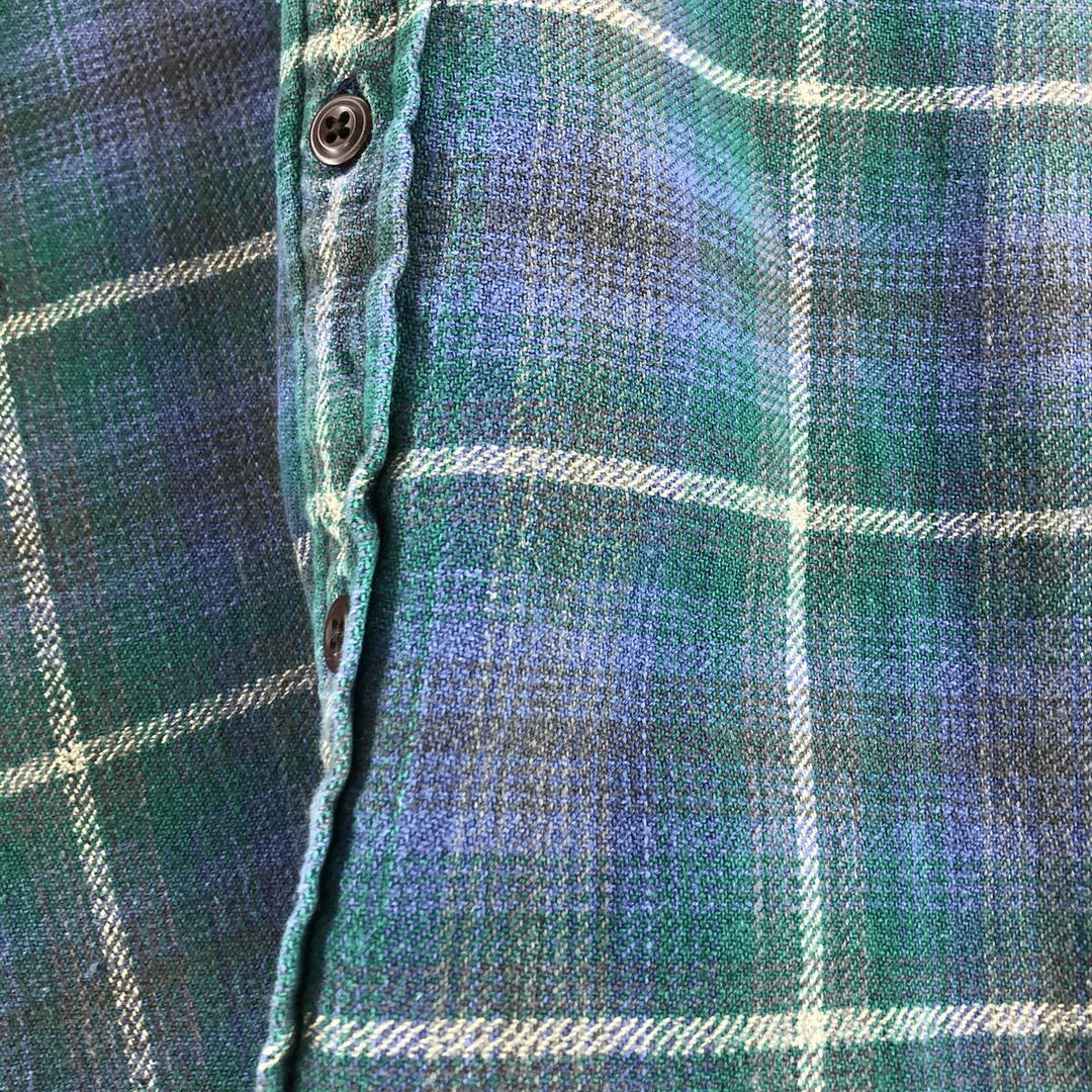90'S GAP Vintage Long Sleeve Flannel Check Shirt, Men's Size L cotton green type Vintage Second Hand