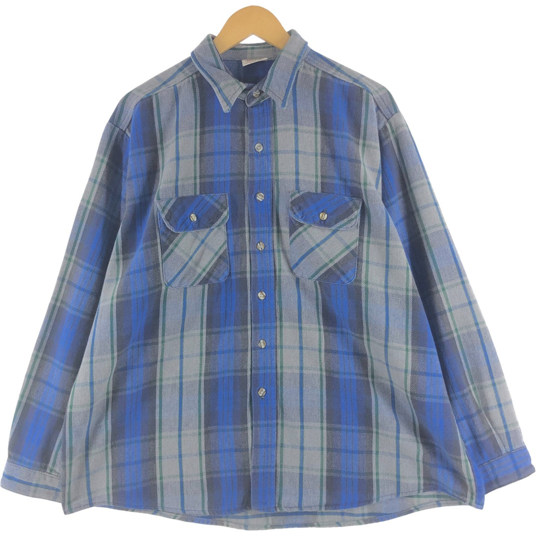 90'S Vintage Five Brother Long Sleeve Flannel Check Shirt, Men's XXL unclear gray type Vintage Second Hand