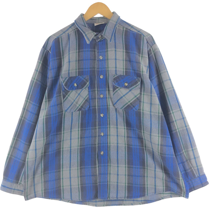 90'S Vintage Five Brother Long Sleeve Flannel Check Shirt, Men's XXL unclear gray type Vintage Second Hand