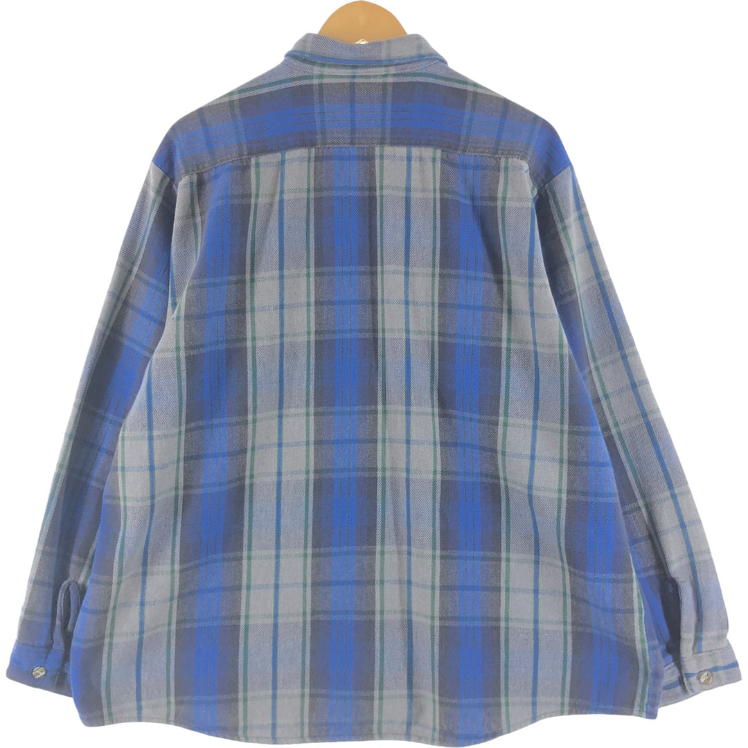 90'S Vintage Five Brother Long Sleeve Flannel Check Shirt, Men's XXL unclear gray type Vintage Second Hand