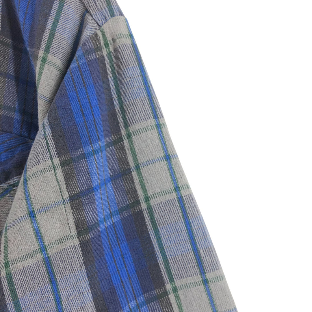 90'S Vintage Five Brother Long Sleeve Flannel Check Shirt, Men's XXL unclear gray type Vintage Second Hand