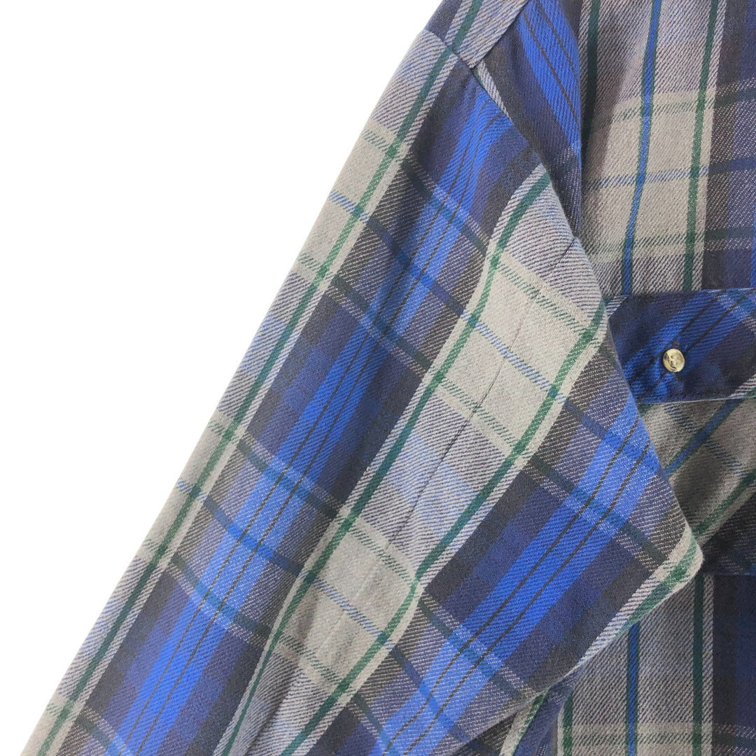 90'S Vintage Five Brother Long Sleeve Flannel Check Shirt, Men's XXL unclear gray type Vintage Second Hand