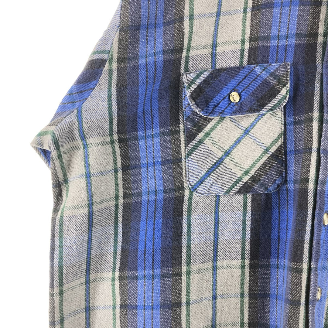 90'S Vintage Five Brother Long Sleeve Flannel Check Shirt, Men's XXL unclear gray type Vintage Second Hand