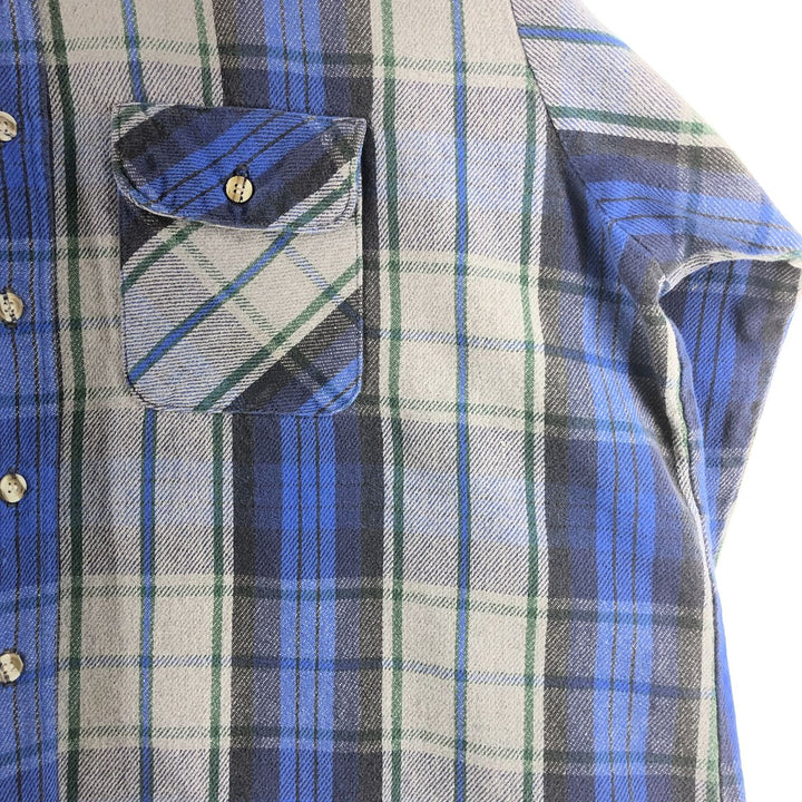 90'S Vintage Five Brother Long Sleeve Flannel Check Shirt, Men's XXL unclear gray type Vintage Second Hand