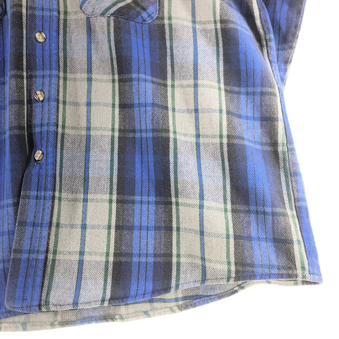 90'S Vintage Five Brother Long Sleeve Flannel Check Shirt, Men's XXL unclear gray type Vintage Second Hand