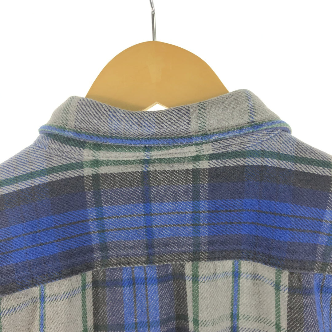 90'S Vintage Five Brother Long Sleeve Flannel Check Shirt, Men's XXL unclear gray type Vintage Second Hand
