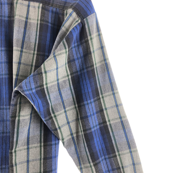 90'S Vintage Five Brother Long Sleeve Flannel Check Shirt, Men's XXL unclear gray type Vintage Second Hand