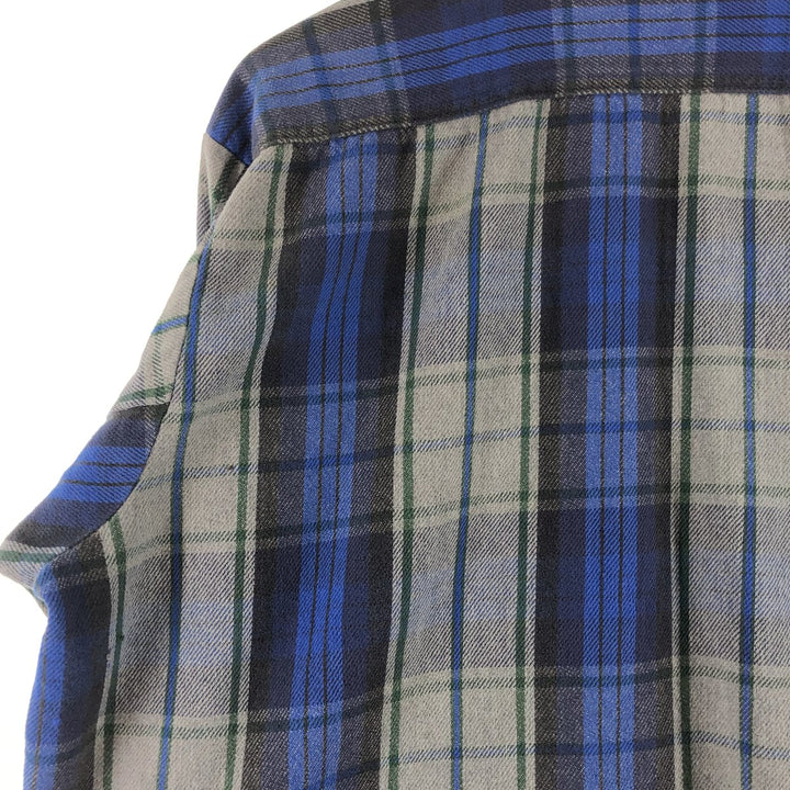 90'S Vintage Five Brother Long Sleeve Flannel Check Shirt, Men's XXL unclear gray type Vintage Second Hand