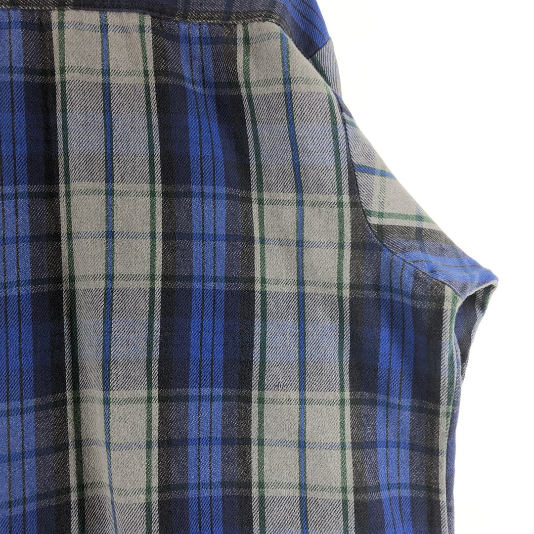 90'S Vintage Five Brother Long Sleeve Flannel Check Shirt, Men's XXL unclear gray type Vintage Second Hand