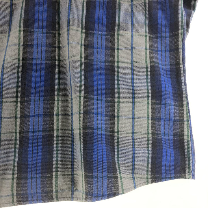 90'S Vintage Five Brother Long Sleeve Flannel Check Shirt, Men's XXL unclear gray type Vintage Second Hand