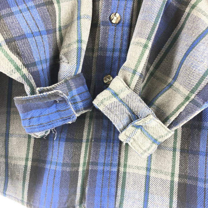 90'S Vintage Five Brother Long Sleeve Flannel Check Shirt, Men's XXL unclear gray type Vintage Second Hand