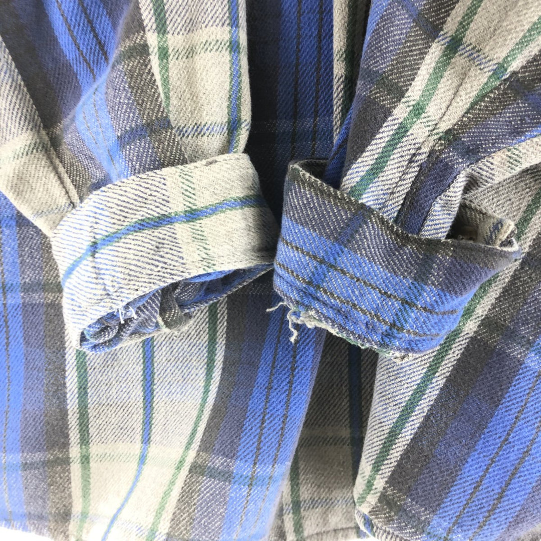 90'S Vintage Five Brother Long Sleeve Flannel Check Shirt, Men's XXL unclear gray type Vintage Second Hand
