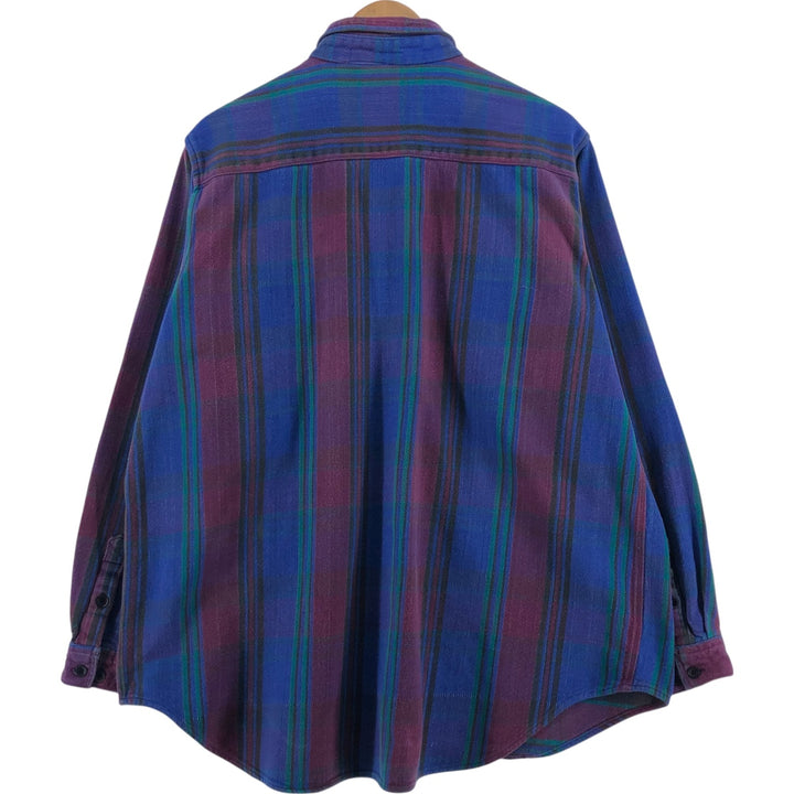 90'S Five Brother Long Sleeve Flannel Check Shirt Men's XL Vintage cotton purple type Vintage Second Hand