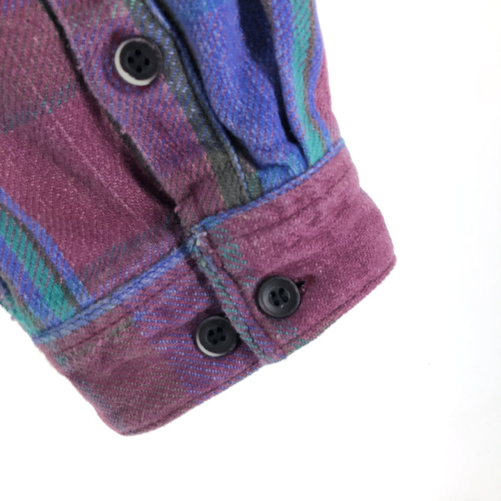90'S Five Brother Long Sleeve Flannel Check Shirt Men's XL Vintage cotton purple type Vintage Second Hand