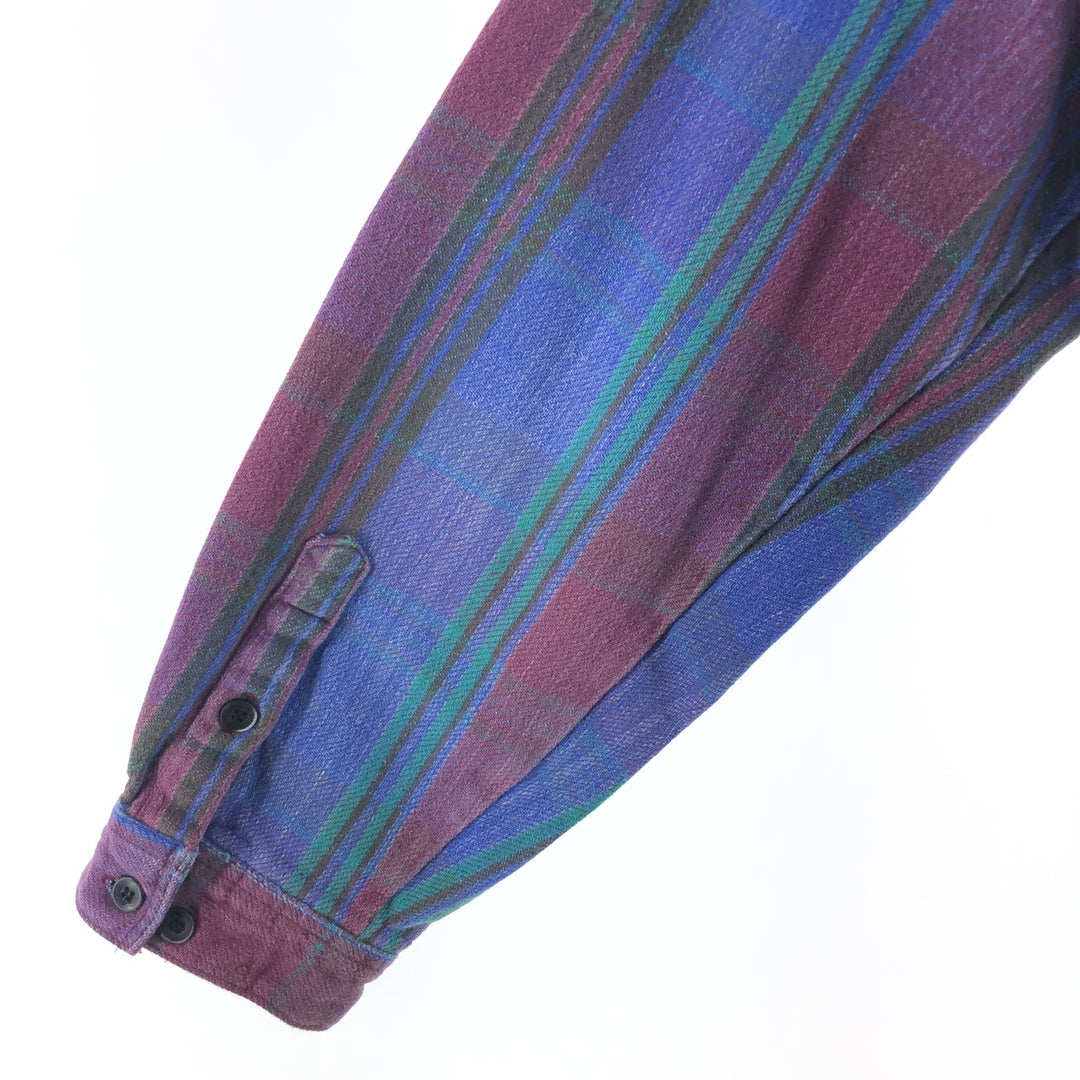 90'S Five Brother Long Sleeve Flannel Check Shirt Men's XL Vintage cotton purple type Vintage Second Hand